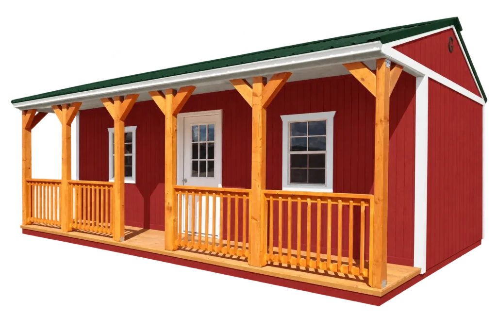 side porch with side view shed in nc