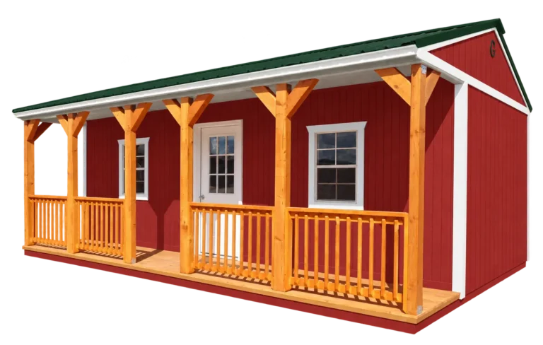 side porch with side view shed in nc